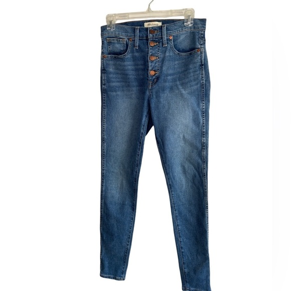 Madewell Womens 10" High Rise Skinny Jeans Sz 27 Button Fly Medium Wash Stretch - Picture 2 of 14
